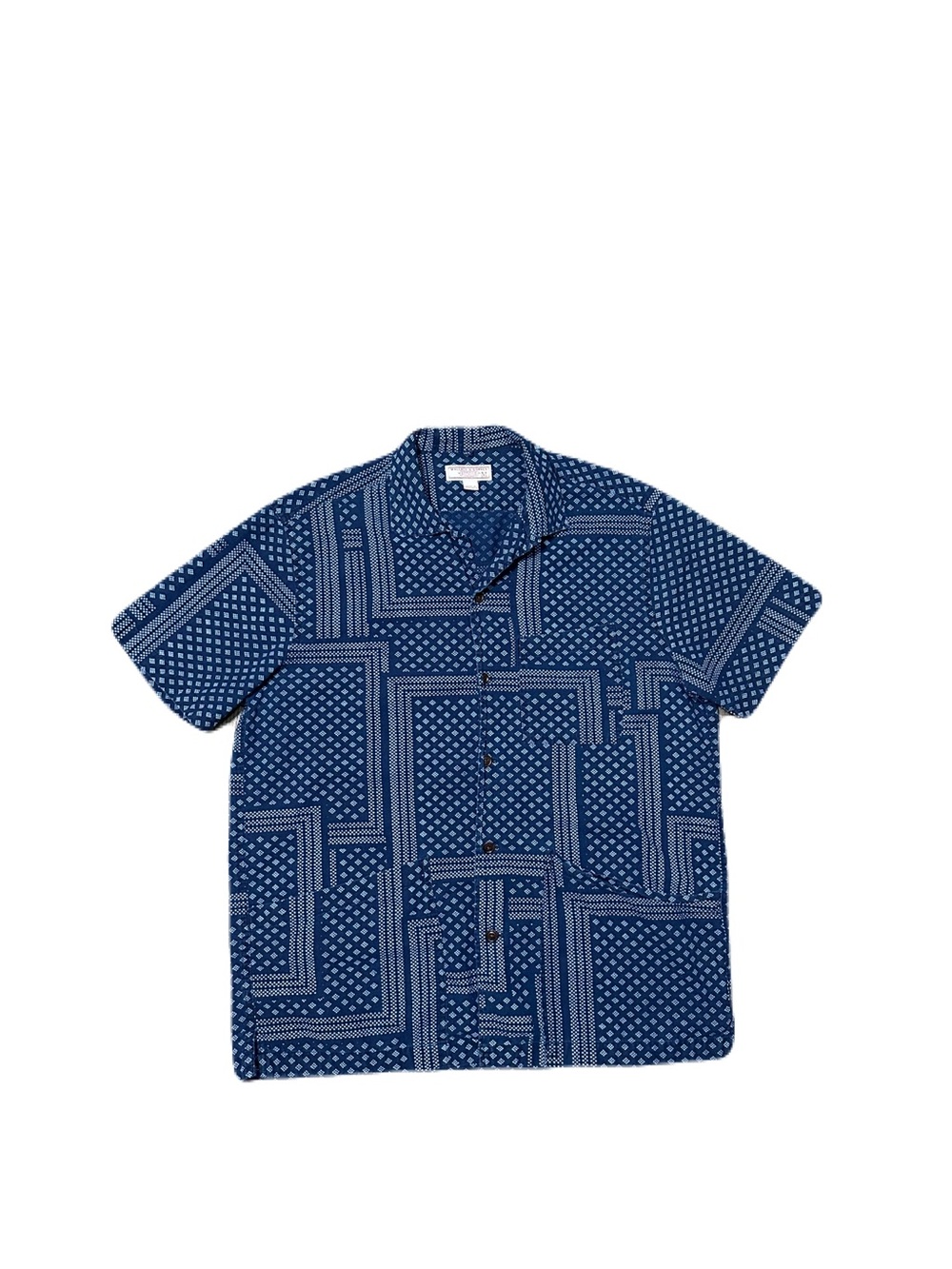 Wallace & Barnes Short Sleeve Button Up Camp Shirt Medium Blue Bandana Print
